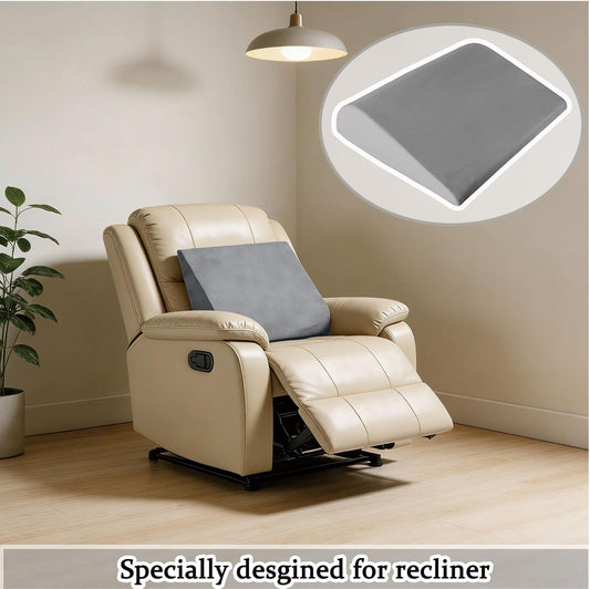 Lumbar Support Pillow for Recliner, Ergonomic Backrest for Elderly Pain Relief Great for Chair, Reading in Bed, Sofa Back Support with Washable Cover (Dark Grey)