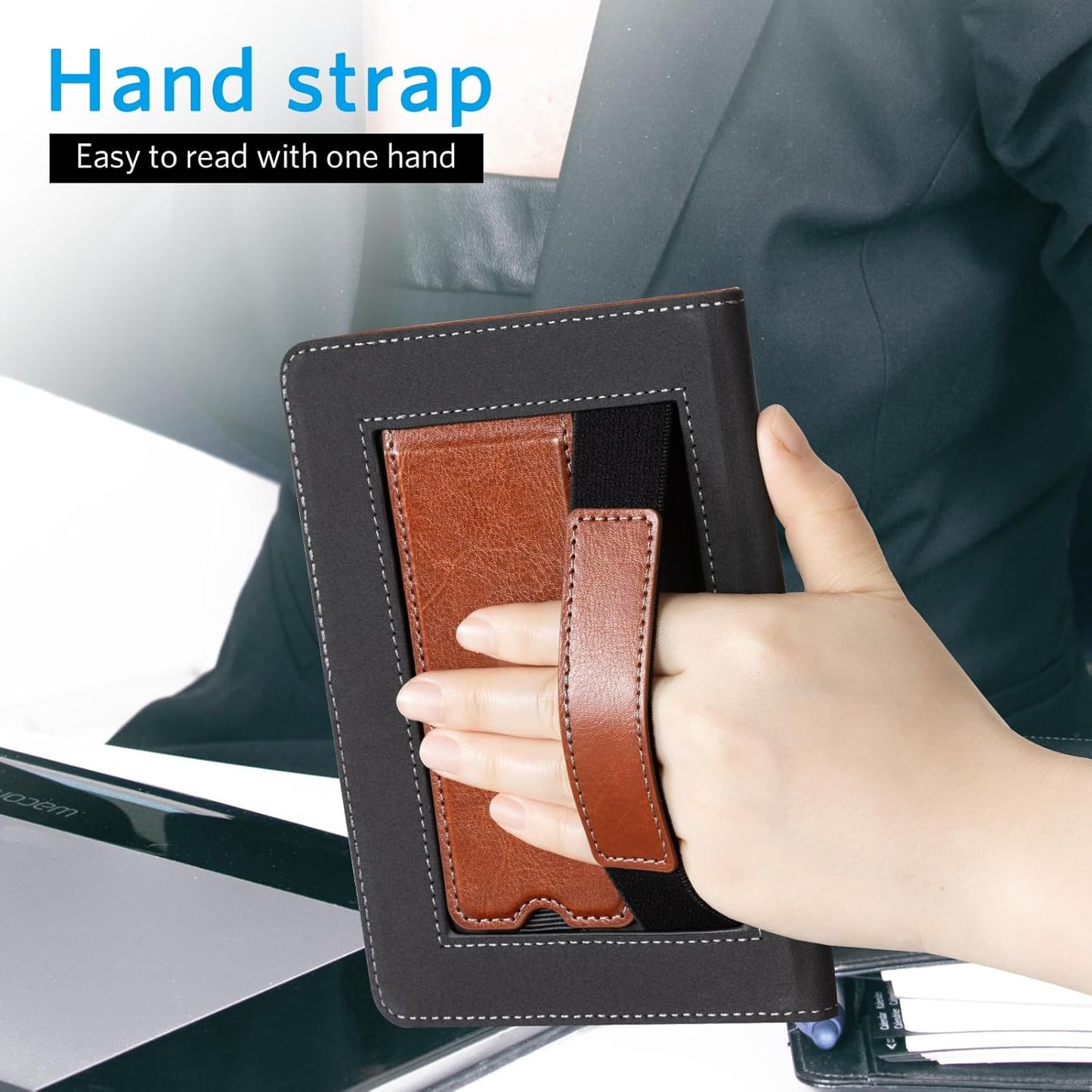 CoBak Case for 6" E-Reader - PU Leather Smart Cover with Auto Sleep/Wake & Hand Strap, not Compatible with Kobo Clara,Brown