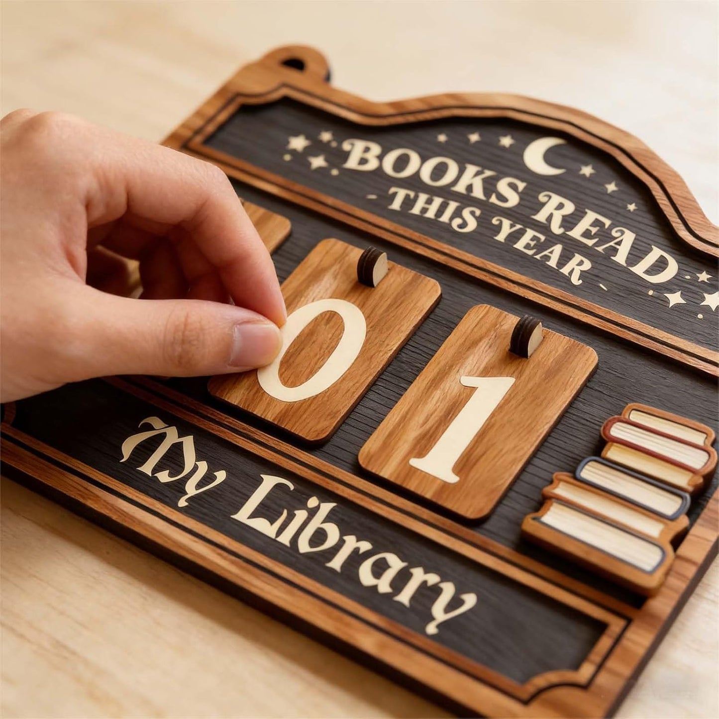 Books Read This Year Counter, Book Tracker for Home Library Decor, Book Counter Book Lover Gift for Librarian Reader Teacher, Bookshelf Decor Wall Art
