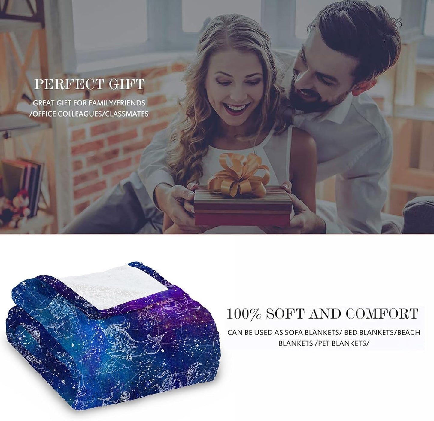 kampdream Galaxy Universe Space Fleece Throw Blanket, Starry Night Sky Mysterious Nebula Stars Mystic Astrology Cozy Nap Blankets Gift for Teens Boys Sofa Bed Couch Chair or Dorm Throws 50×60 inches