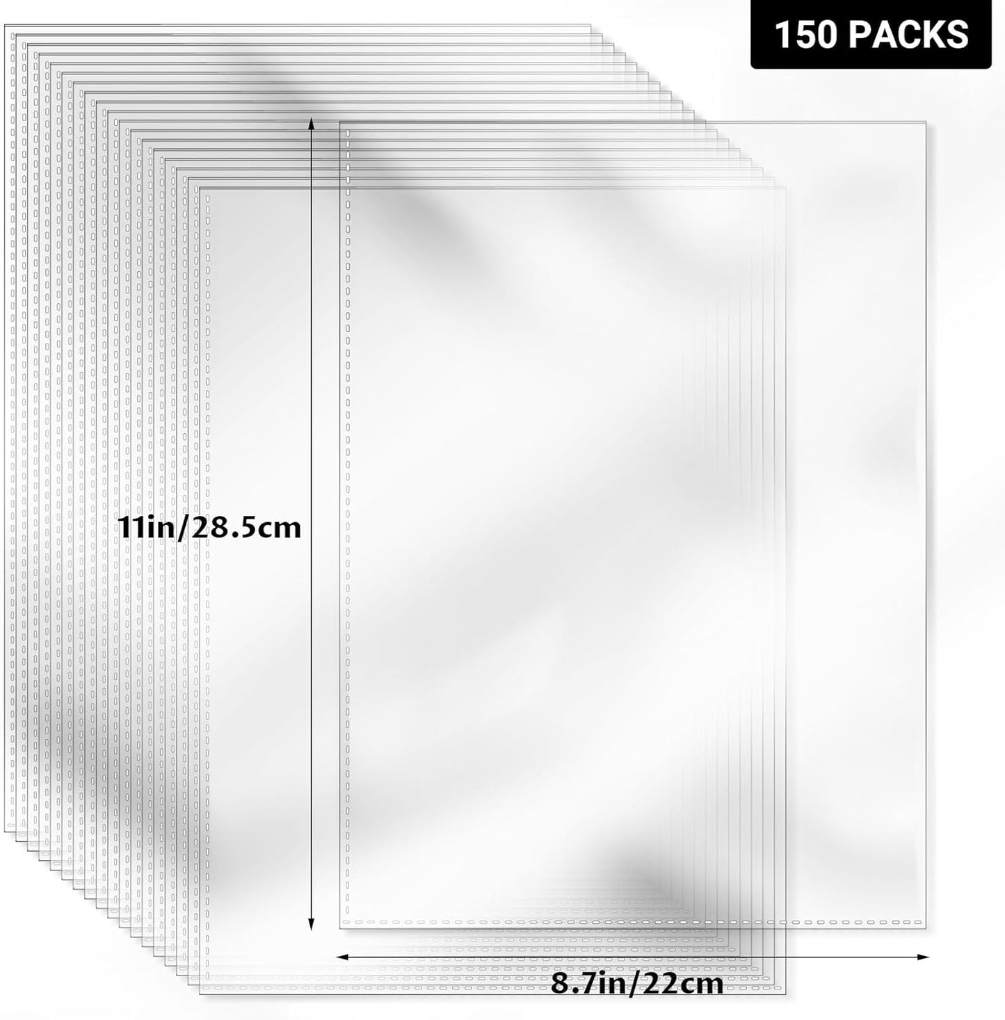 150 Pack No Holes Plastic Sleeves for Paper 8.5x11 Inch, Letter Size Clear Heavy Duty Paper Sleeves, Sheet Protectors for Documents, Artworks, Pictures, Cards (150Pcs)