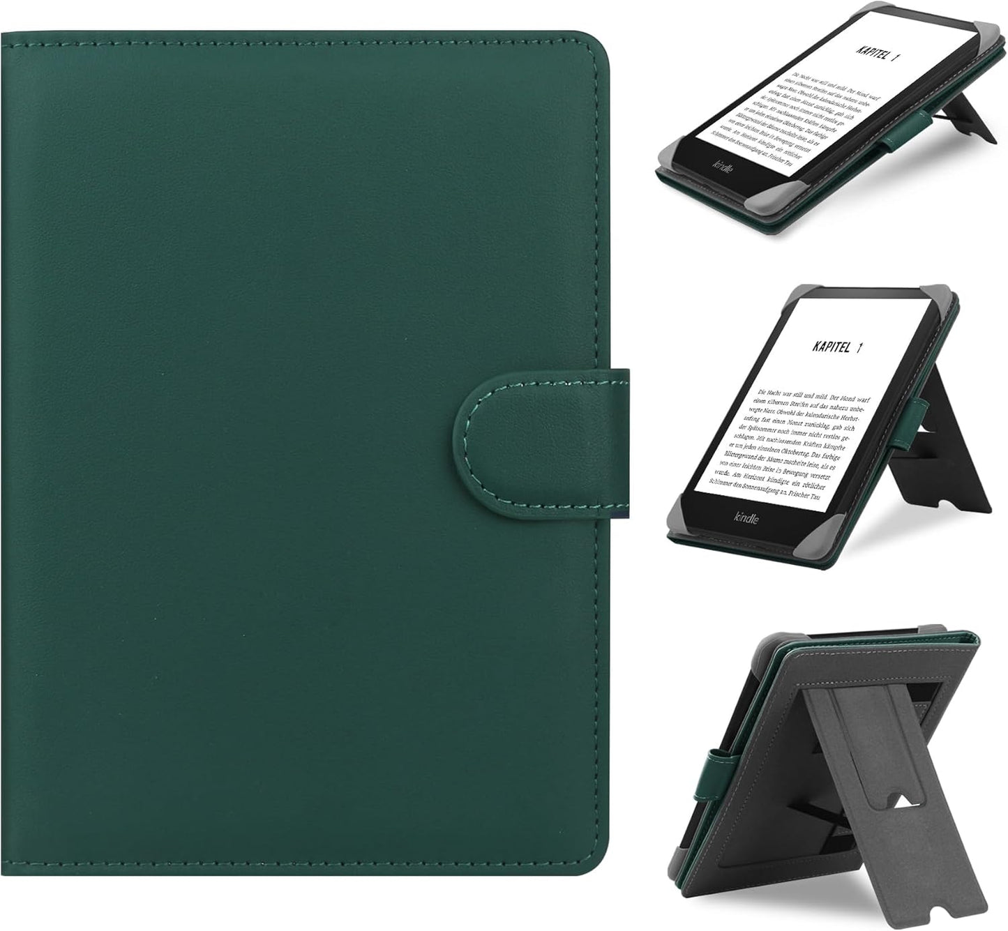 Universal Case Compatible with 6”-6.8” Kobo/Pocketbook/Tolino/Sony E-Book eReader Kindle Paperwhite/Kobo Clara HD/Kobo Clara 2E Leather Stand Cover for 6-6.8'' E-Book eReader,Green