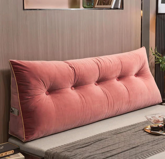 Triangular Headboard Pillow Wedge Reading Bed Rest Pillow Solid Color Backrest for Daybed Bunk Bed Positioning Support Cushion with Removable Cover(Size:150x50x20cm,Color:Bean)