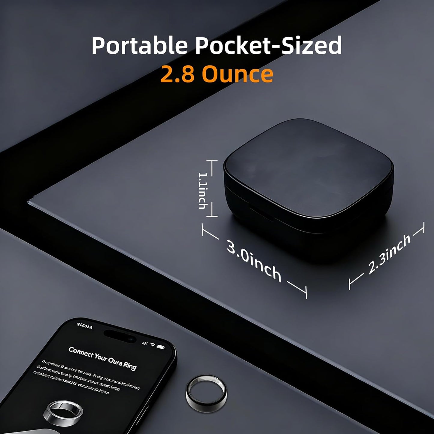 Wireless Charging Case for Oura Ring gen 4 & gen 3 Charger, 1000mAh Portable Travel Chargering Station Fits All-Sized Ring Gen 4 | Gen 3 (Official Charger NOT Included)