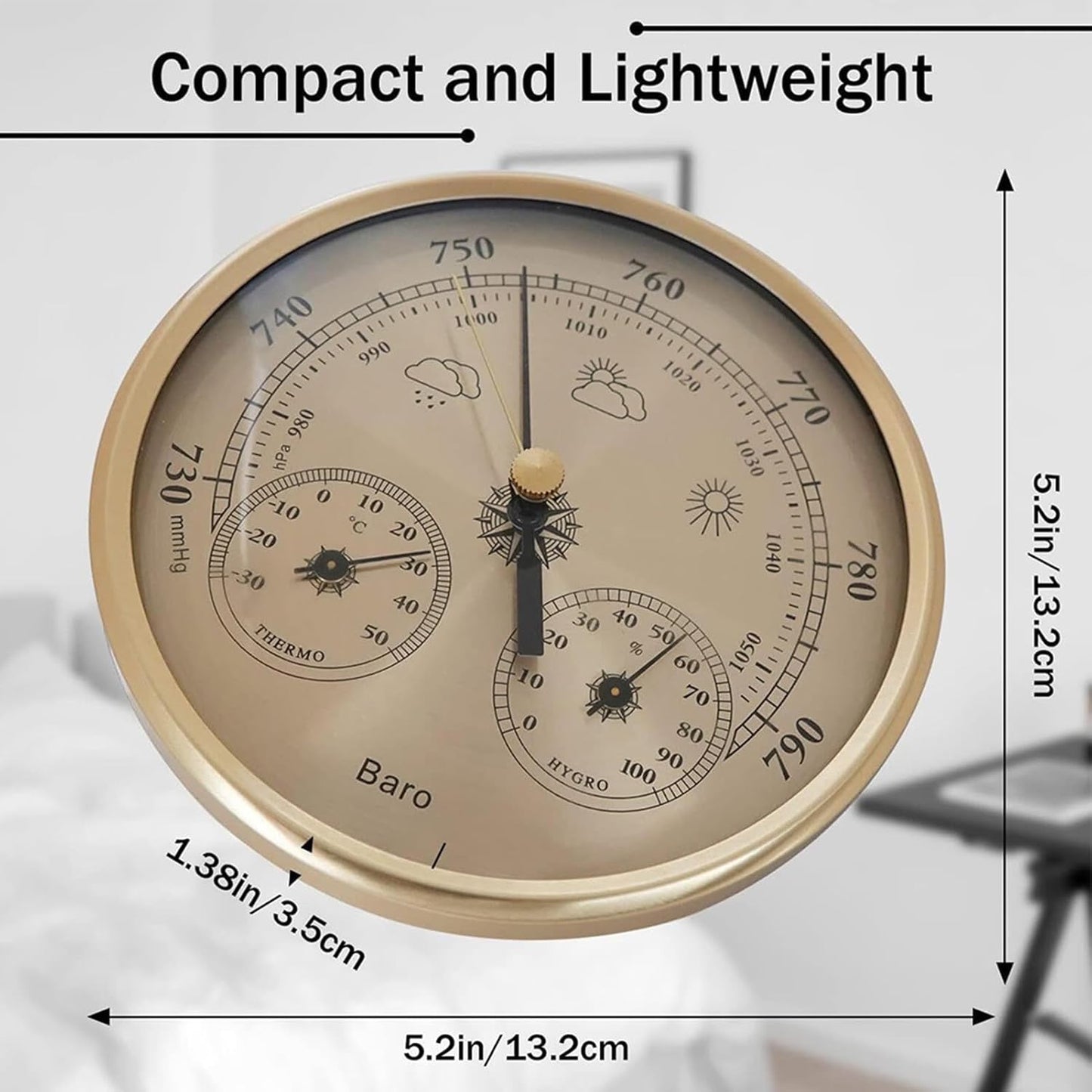 Humidity Monitoring Gauge Digital Thermometer Hygrometer Temperature Sensor High Precision Indoor Outdoor Marine Boating Fishing Home Office Metal Compact Reliable Easy Read Portable Measurement