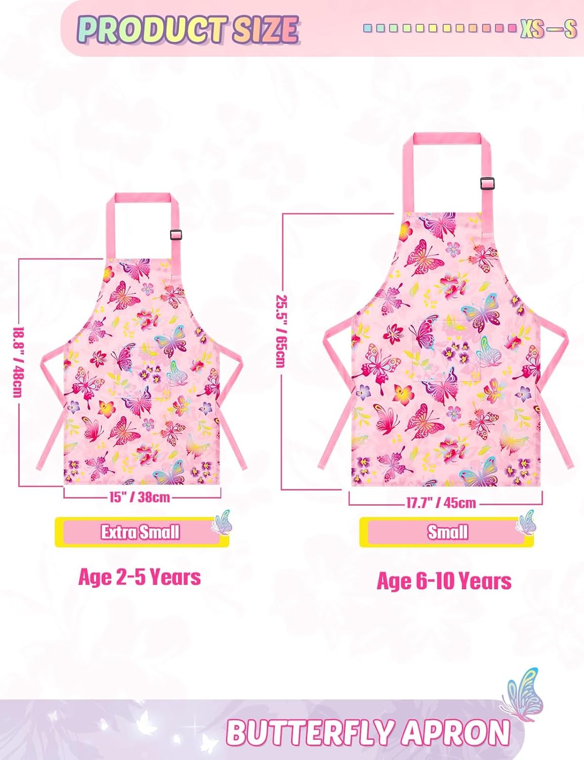 WERNNSAI Kids Art Aprons for Cooking, Painting Apron Art Smock for Girls Boys