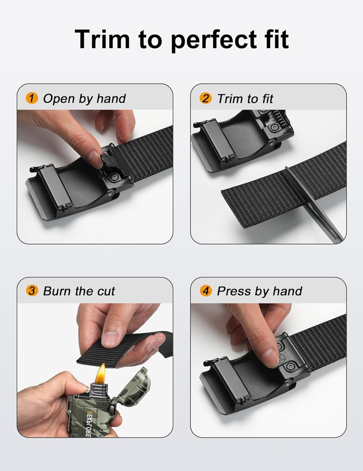 JUKMO Men's 1.5" Nylon Ratchet Belt, Casual Web Click Belt with Slide Buckle for Jeans, No Holes Adjustable Trim to Fit