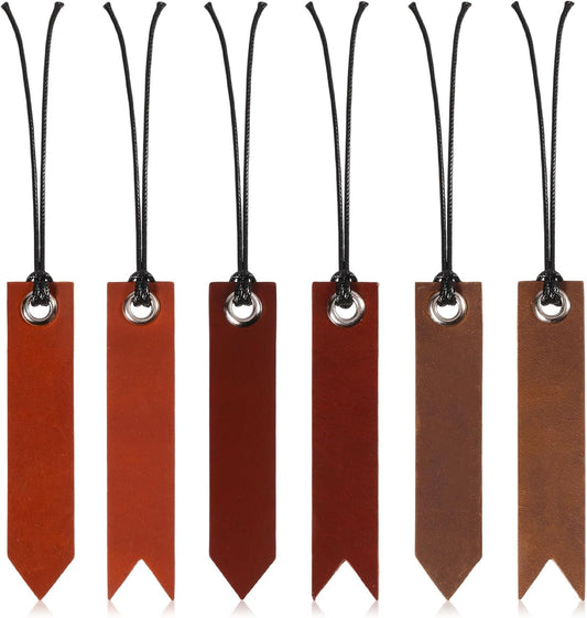 6Pcs Classic Leather Bookmark Personalized Stitched Bookmark with Leather Rope Page Markers Reading Gifts for Book Lovers Readers Men Women Teachers