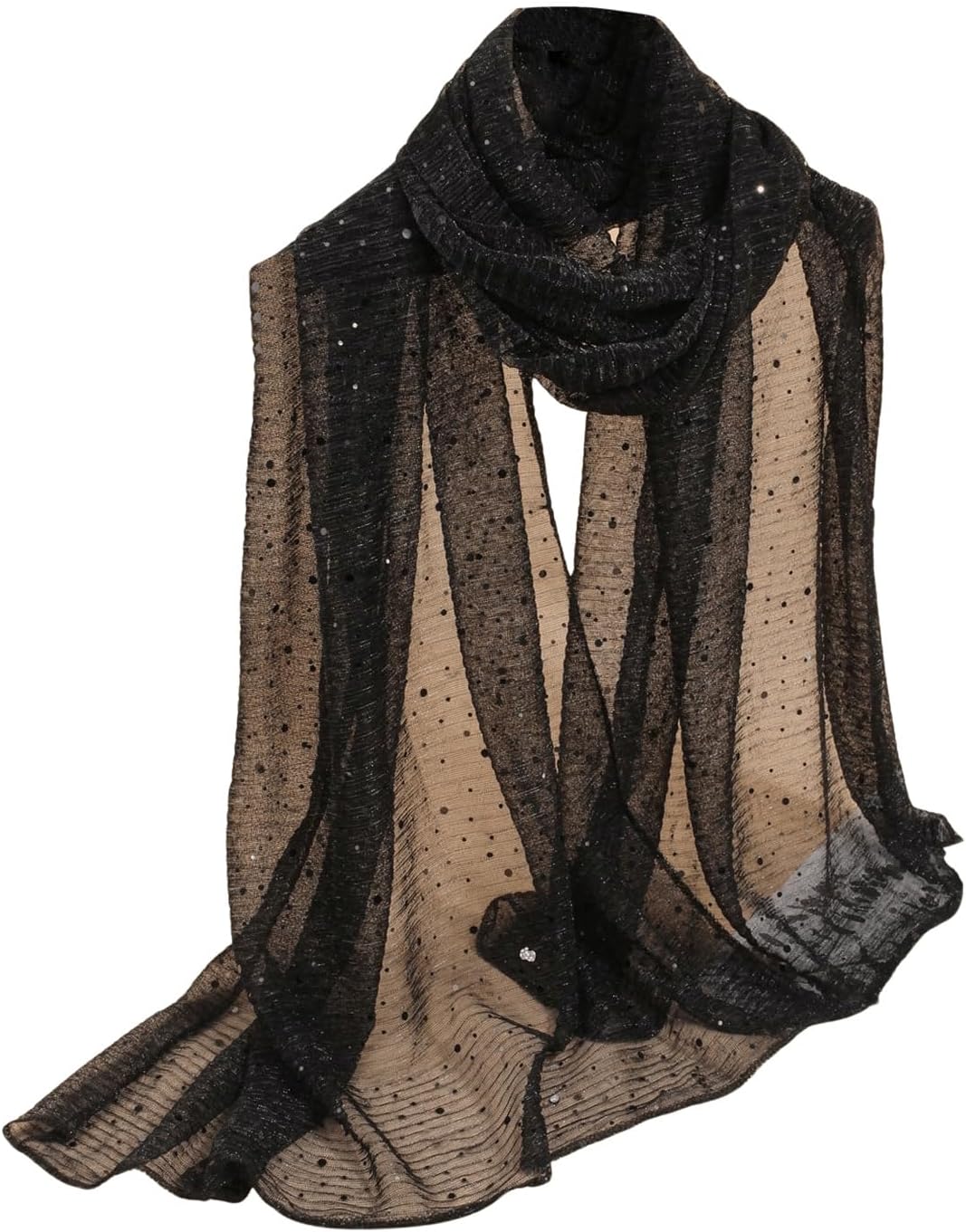 Floerns Women's Sequin Bandana Square Scarf Silk Scarves Mesh Shawl and Wrap for Evening Dresses