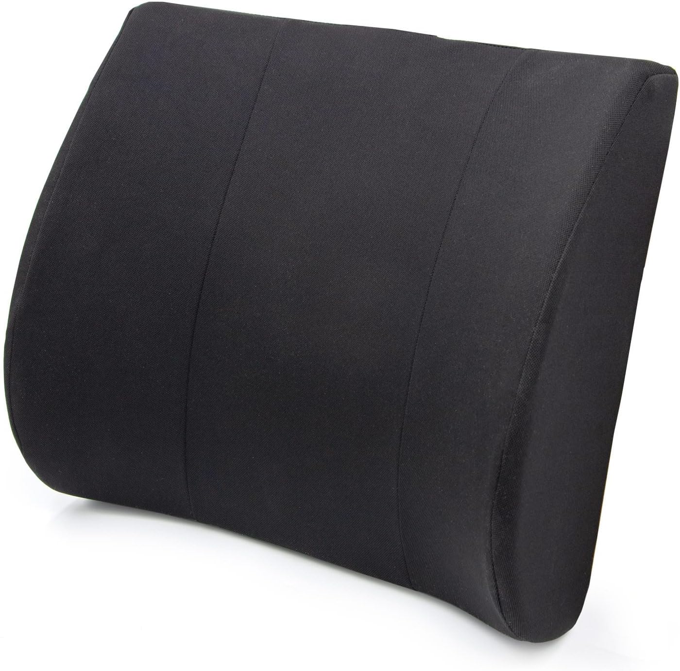 DMI Lumbar Support Pillow for Chair to Assist with Back Support with Removable Washable Cover to Ease Lower Back Pain while Improving Posture, 14 x 13 x 5, Contoured Foam, Standard, Black
