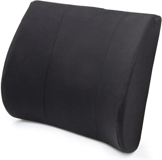 DMI Lumbar Support Pillow for Chair to Assist with Back Support with Removable Washable Cover to Ease Lower Back Pain while Improving Posture, 14 x 13 x 5, Contoured Foam, Standard, Black