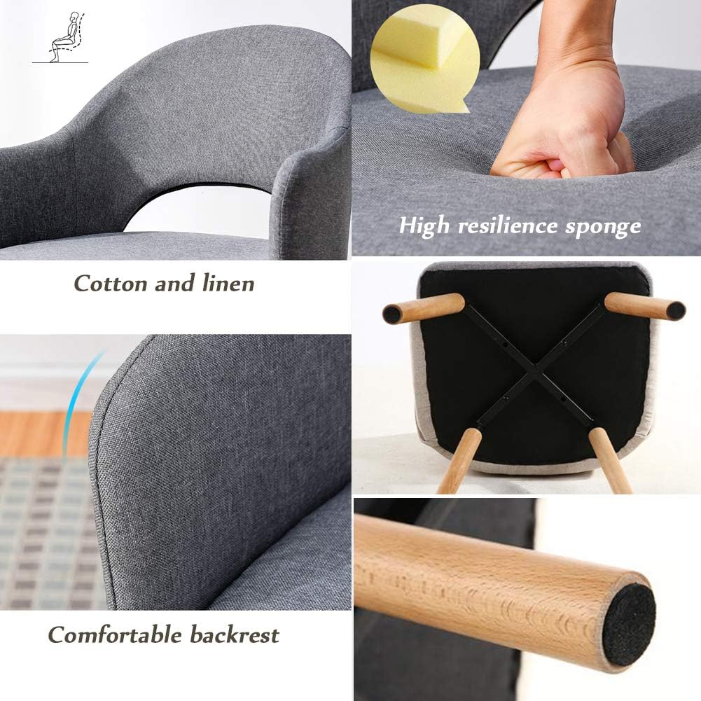 Comfortable Chair Dining Chairs for Kitchen,Mid Century Modern Lounge Chair,Accent Arm Chairs with Upholstered and Solid Wood Legs,for Restaurant/Pub/Cafe/Living Room/Hotel Leisure Chair