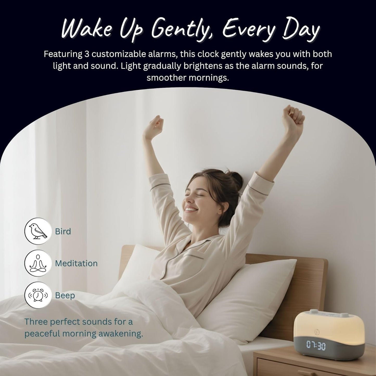 White Noise Machine with 29 Sounds + 16 Colors – Digital Alarm Clock & Amber Night Light for Blue Light Blocking, Gentle Wake Alarm, Sleep Timer & Memory Function for Adults & Kids