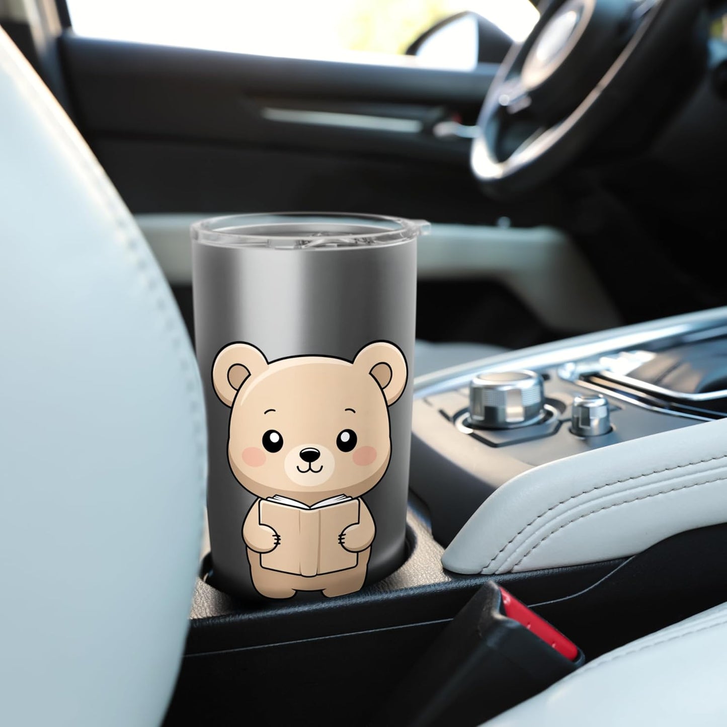Cute Bear Reading a Book Stainless Steel Insulated Tumbler