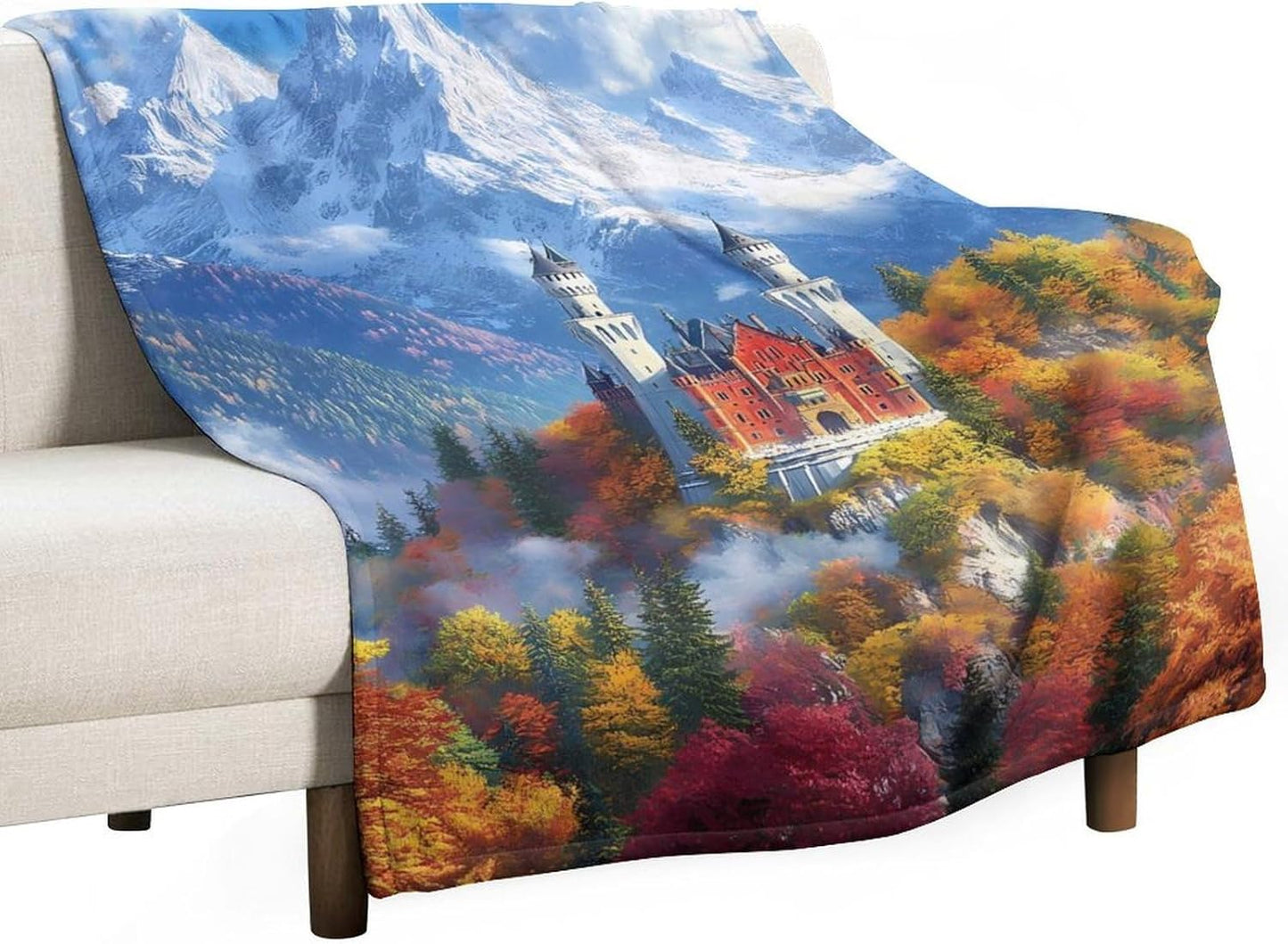 Schloss Neuschwanstein Throw Blanket for Couch Bed Plush Cozy Fuzzy Flannel Blanket for All Season 30"x40"
