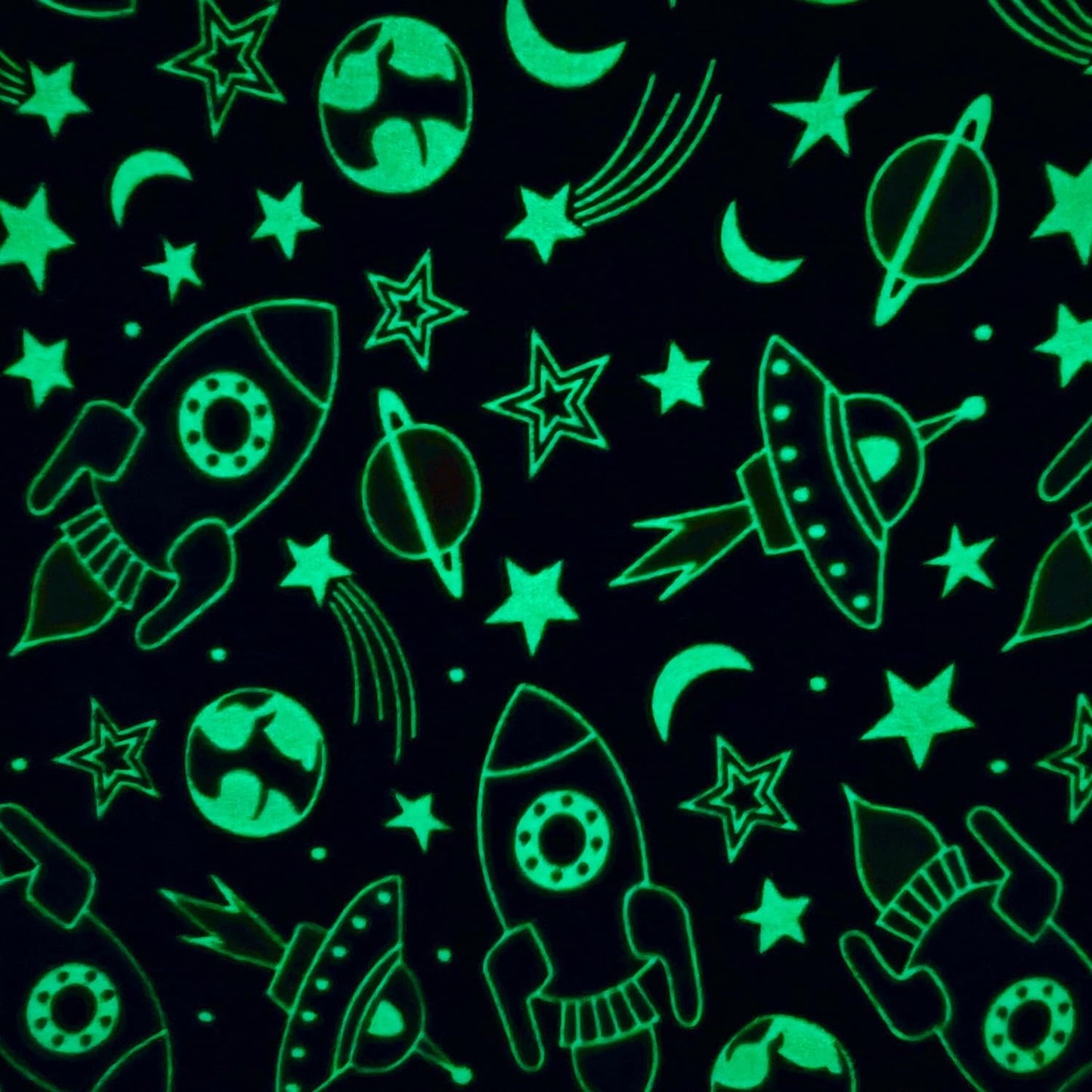 Glow in The Dark Space Blanket Glowing Rocket Spaceship Moon and Stars Throw Blankets Luminous Gifts for Kids Toddler Boys Girls Twin Size (Glow Space, 60"x 80")