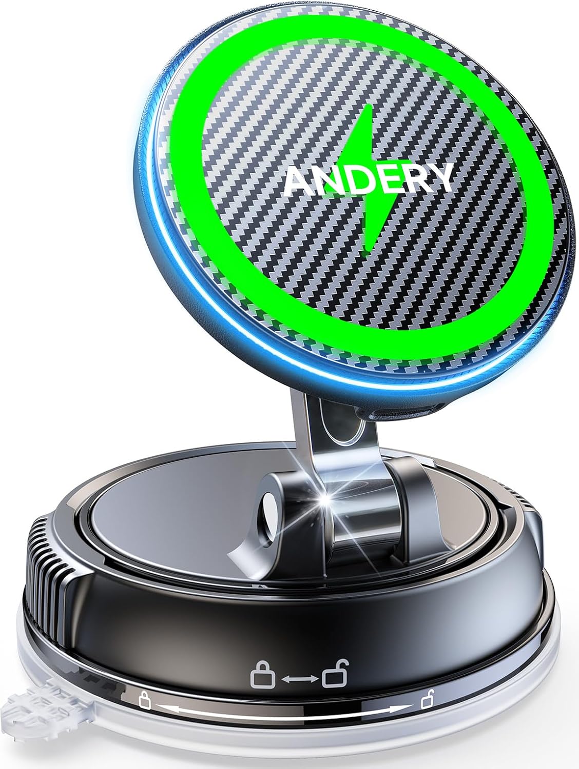 Only for iPhone Magsafe Car Mount Charger [15W Wireless Faster Charging, 78+LBS Strongest Suction, 2400gf Strongest Magnetic] 360° Adjustable Phone Holders for Your Car for Garmin GPS, Carbon Fiber
