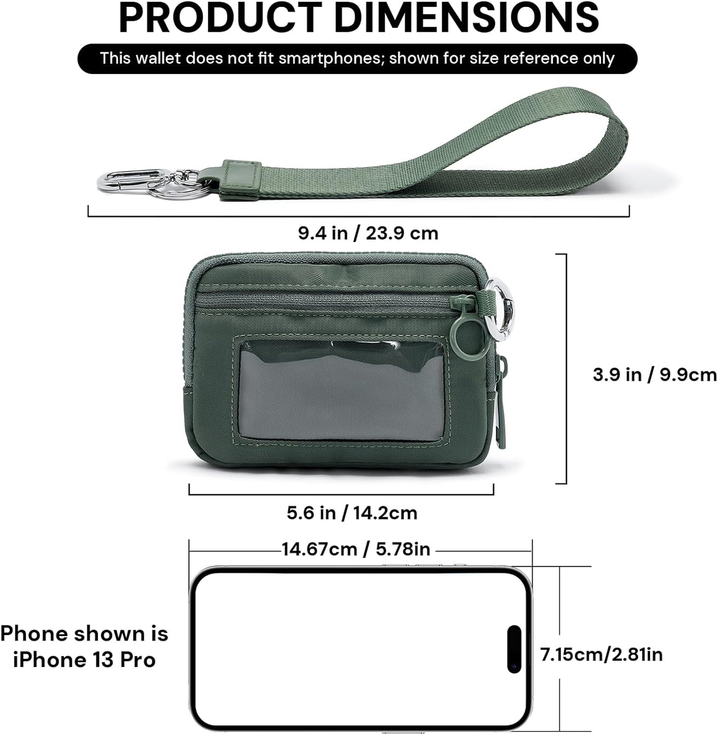 YDF The Iris Wallet for Women Mini Zip Card Case with Clear ID Window Zipper Coin Purse Lightweight Portable Keychain Wallet