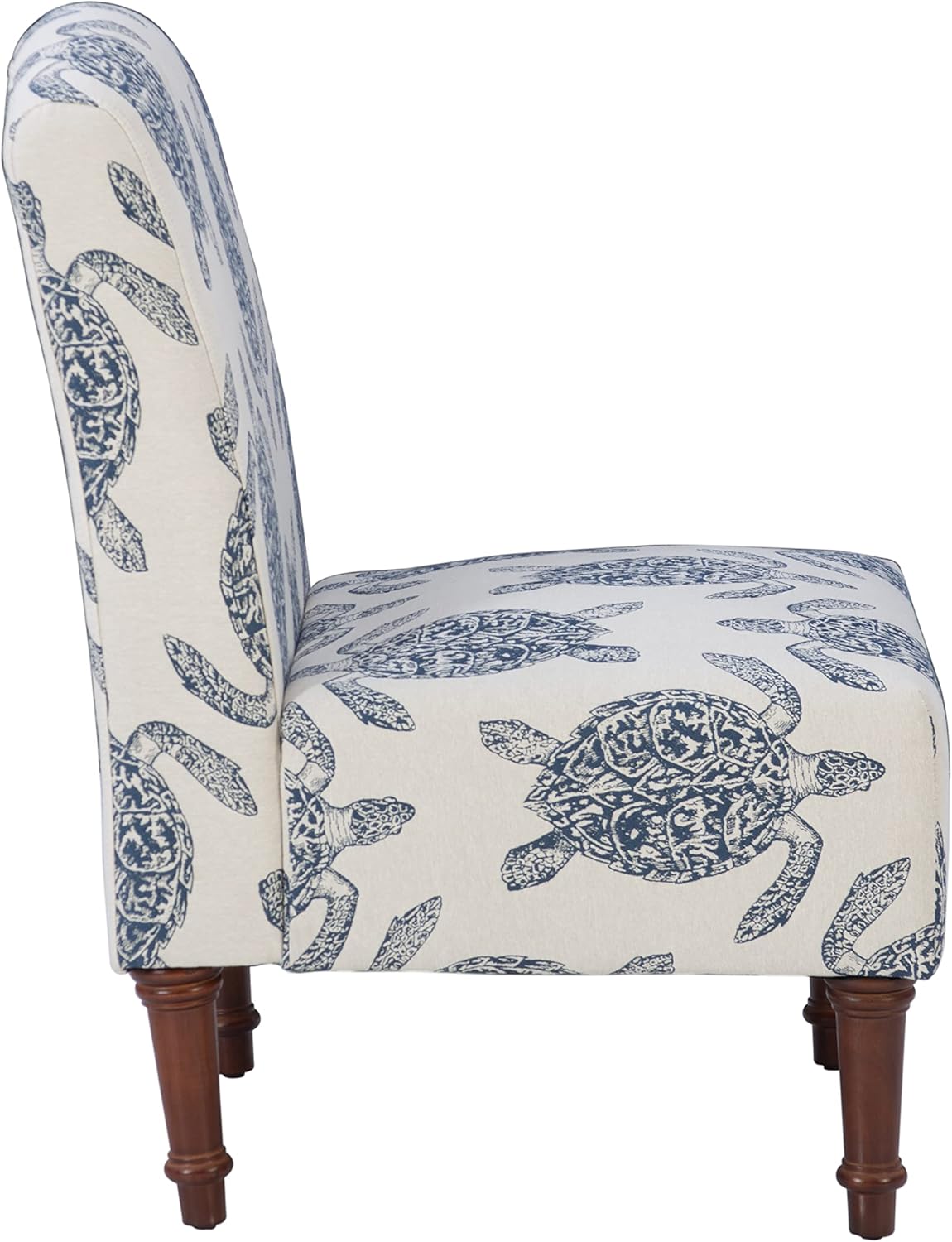 Powell Company Powell Markay Accent Chair, 25"W x 18.75"D x 35H, Ivory with Blue Sea Turtle Pattern, Traditional, Coastal, Upholstered, Armless, 275 lbs Max Weight, Indoor Use