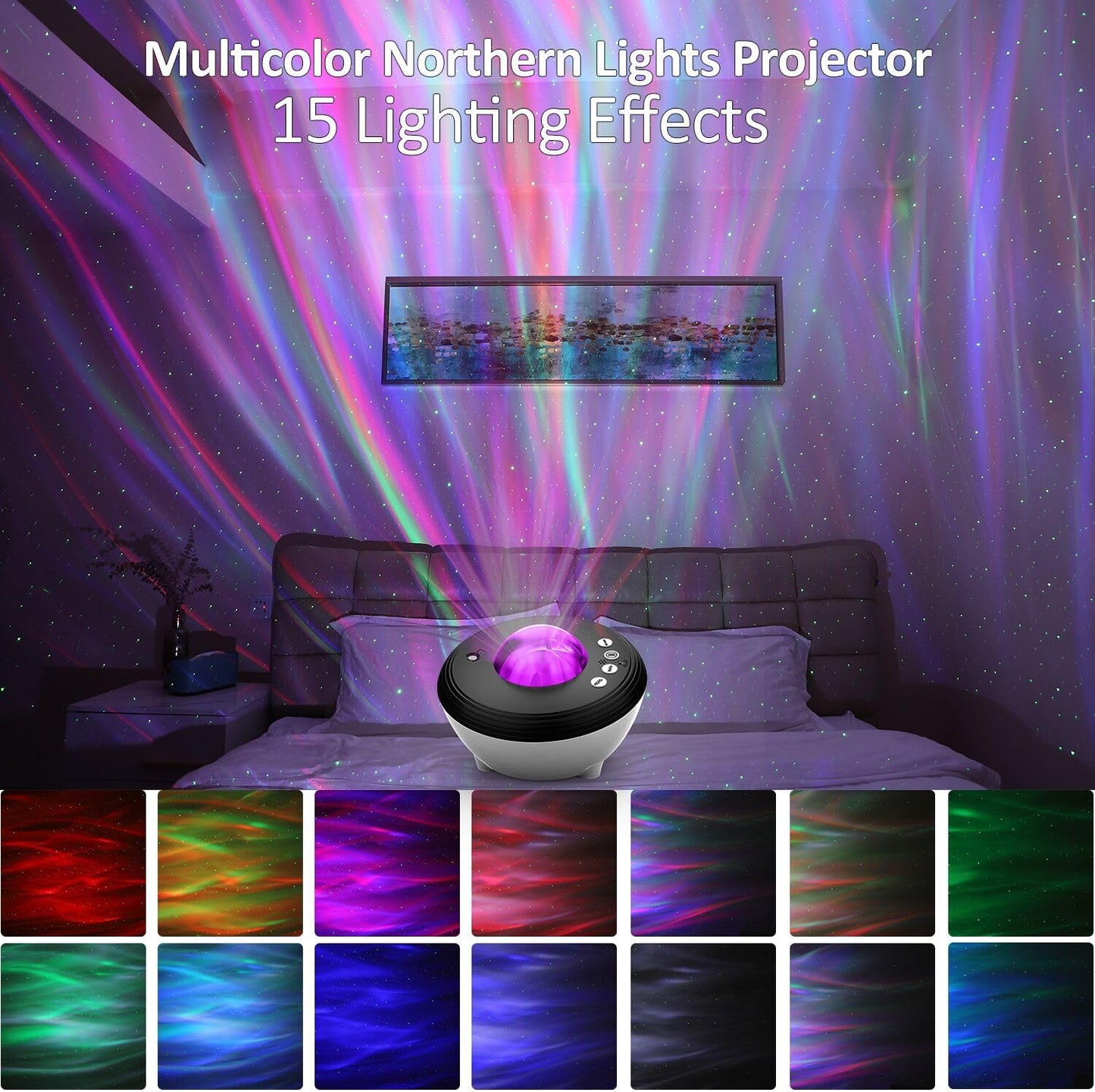 Northern Lights Projector with White Noises, Remote & Timer, Bluetooth Star Projector, Valentines Day Gifts, Aurora Projector Star Lights for Ceiling, Bedroom Decor