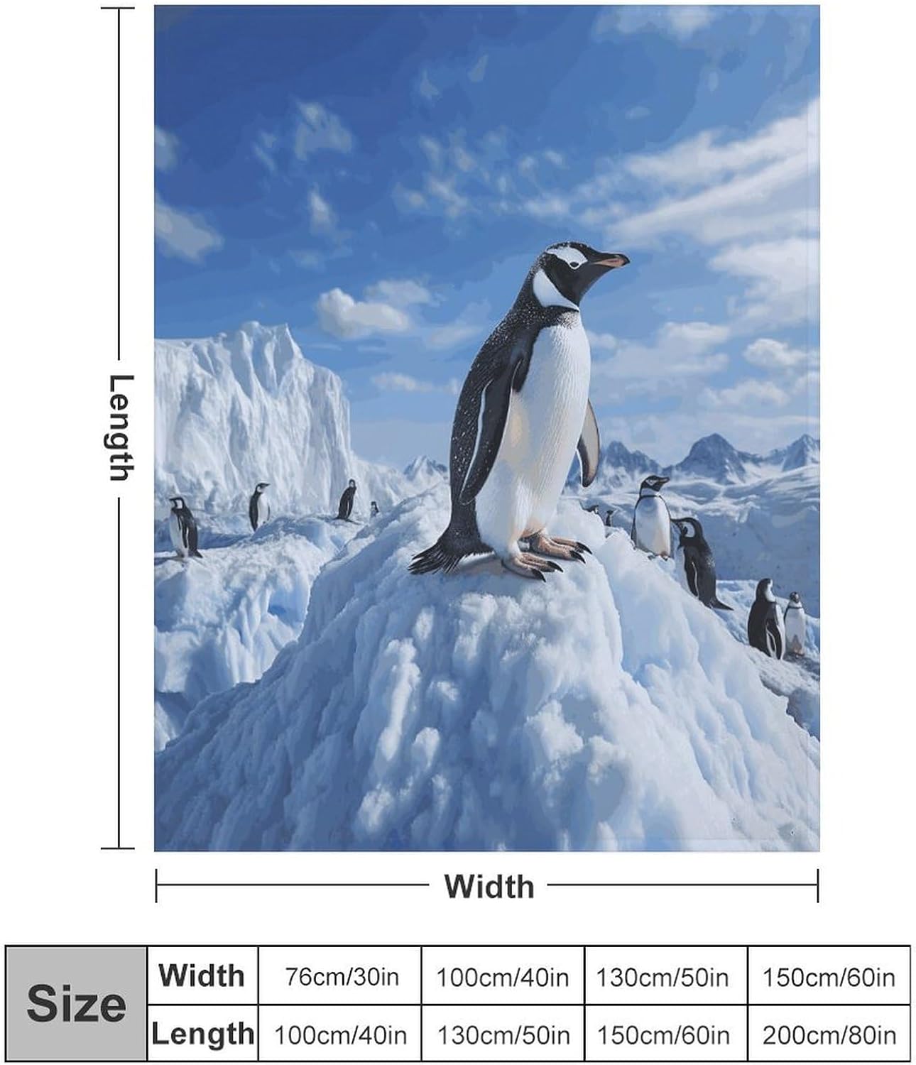 Snow Mountain Penguin Blanket Super Soft Lightweight Throw Blanket Cute Cozy Warm Bed Blanket Decorative Fuzzy Blanket All-Season Home Decor Gift for Sofa Couch Living Room 60"*80"（150 * 200cm）