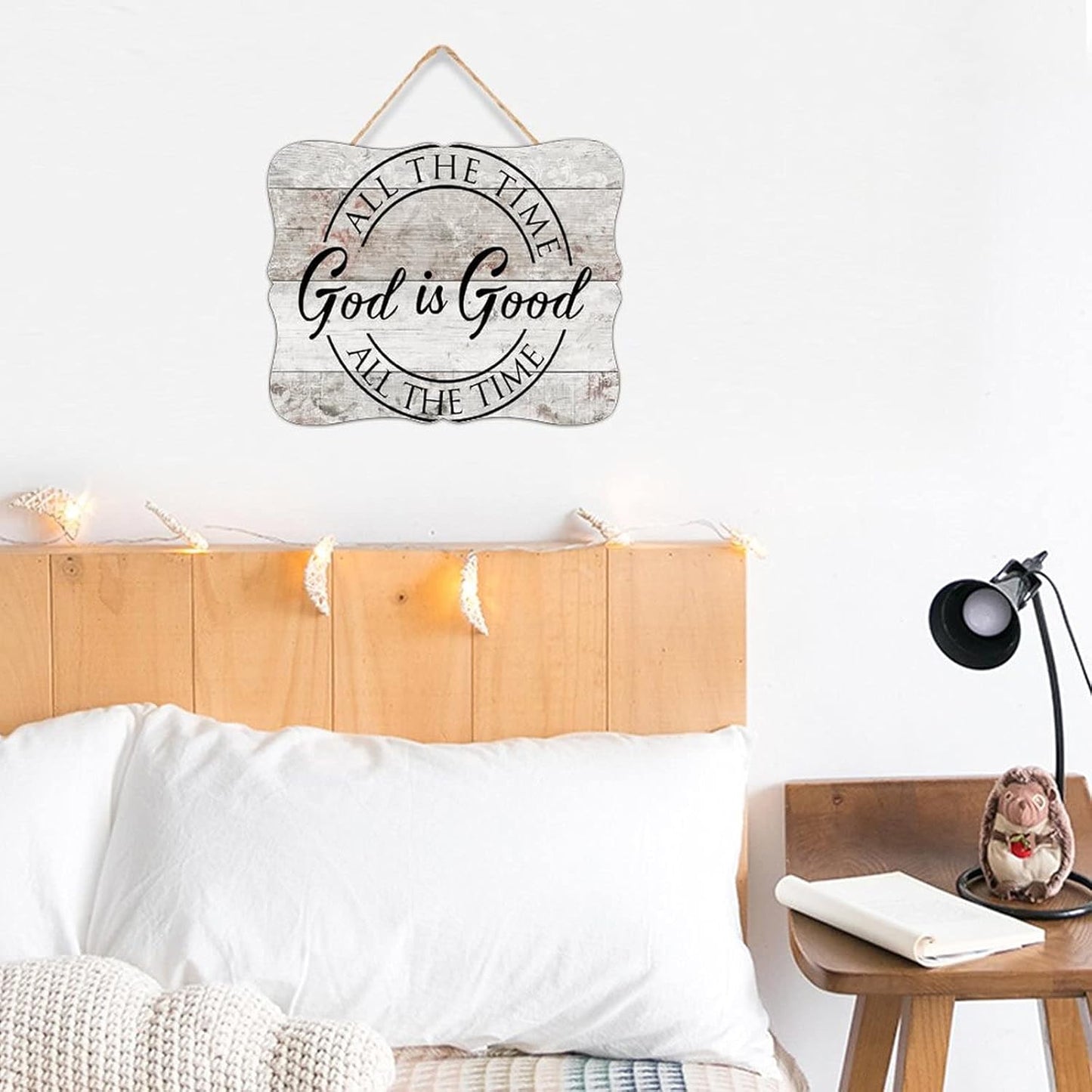 God Is Good All The Time, All The Time God Is Good, Christian Custom Hanging Wooden Sign, Personalized Door Plaque Wall Sign Hanging Art Sign Board with String for Home Farmhouse Decor 8" x 10"