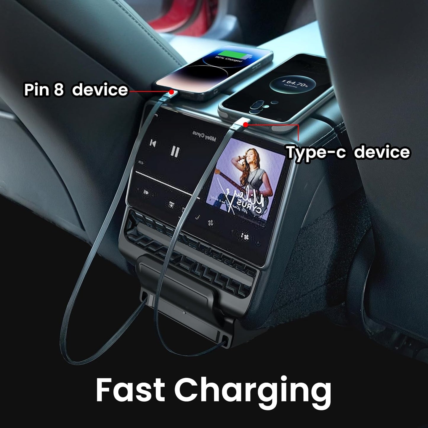 Retractable Center Console USB Hub for Model 3 Highland 2024 / Model Y Juniper 2025, THELIFELICIOUS Car Phone Charger Suitable for Updated Model 3/Y Accessories Fast Charging Docking Station