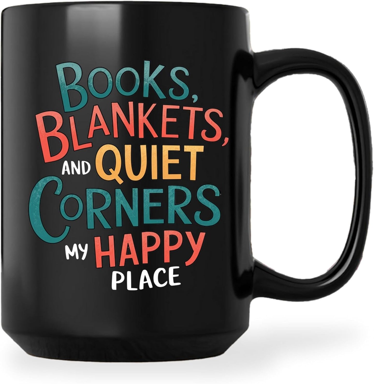 Book Lovers Coffee Mug 15oz Black -Blankets Corners - Gift for Book Club Bookworm Bookish Reading Nerdy Avid Readers Women