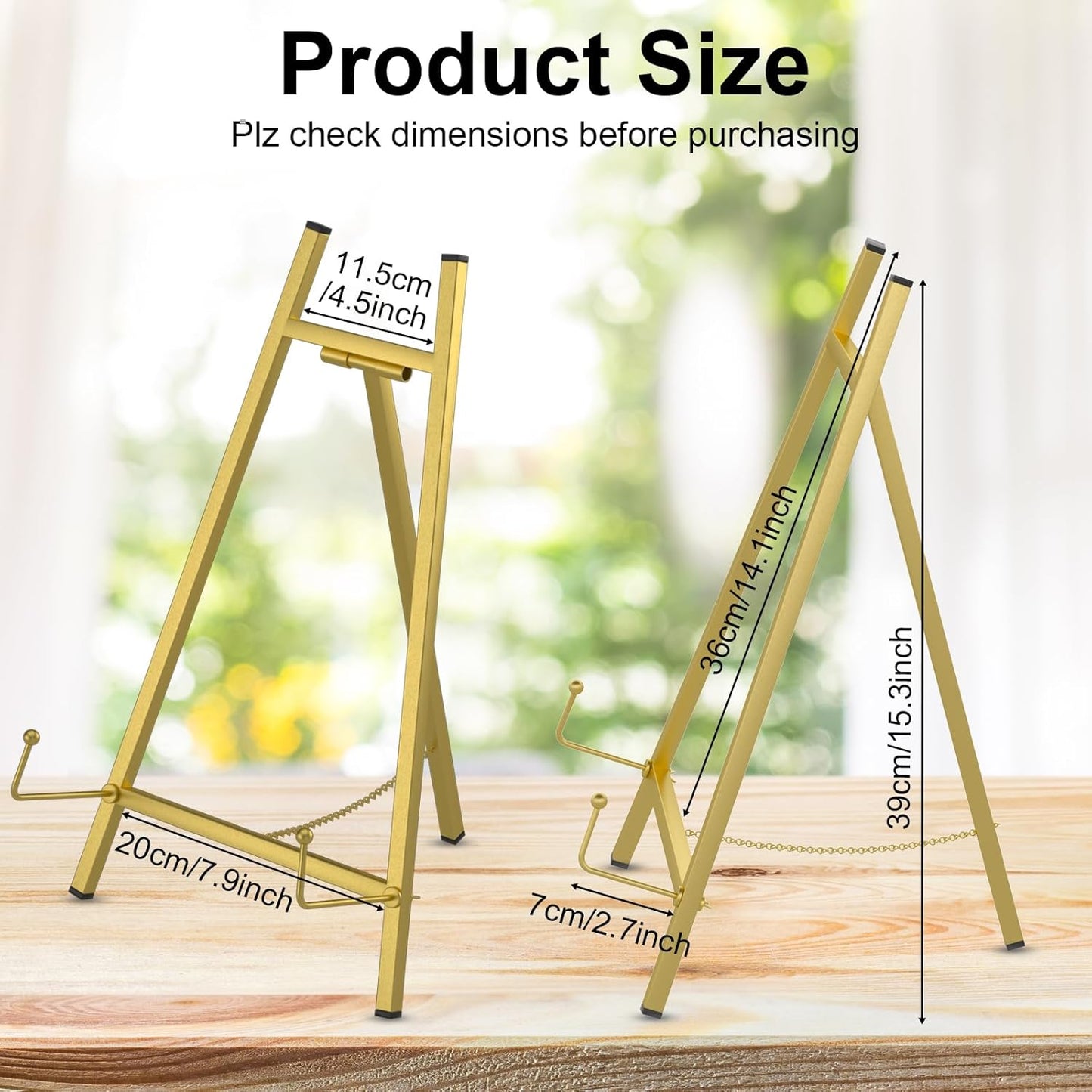 16" Large Metal Tabletop Easel Gold Table Top Easel Picture Stand Mirror Table Top Easels for Display Photo Frame Heavy Duty Plate Art Display Stand for Sign Tabletop Wedding Frame Stands