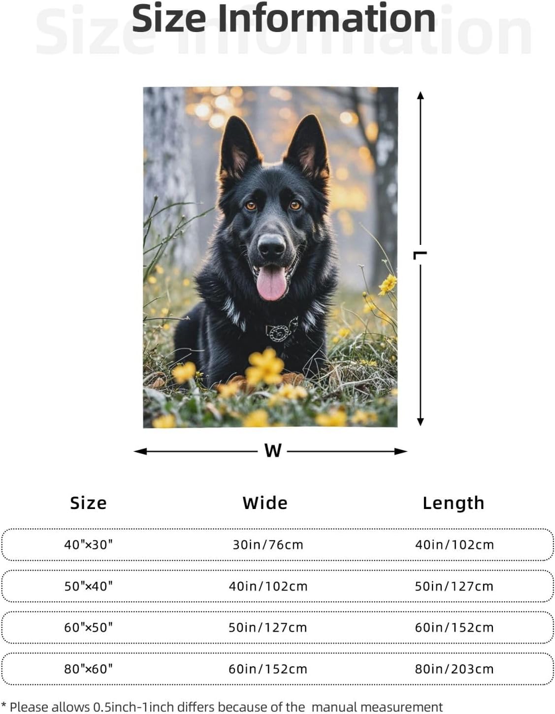 Throw Blanket Soft Cozy Bed Blanket 50"x40" Reversible Plush Blanket Black German Shepherd Dog Flannel Blankets Warm Cozy Throws for Sofa Lightweight Blankets for Couch Bed