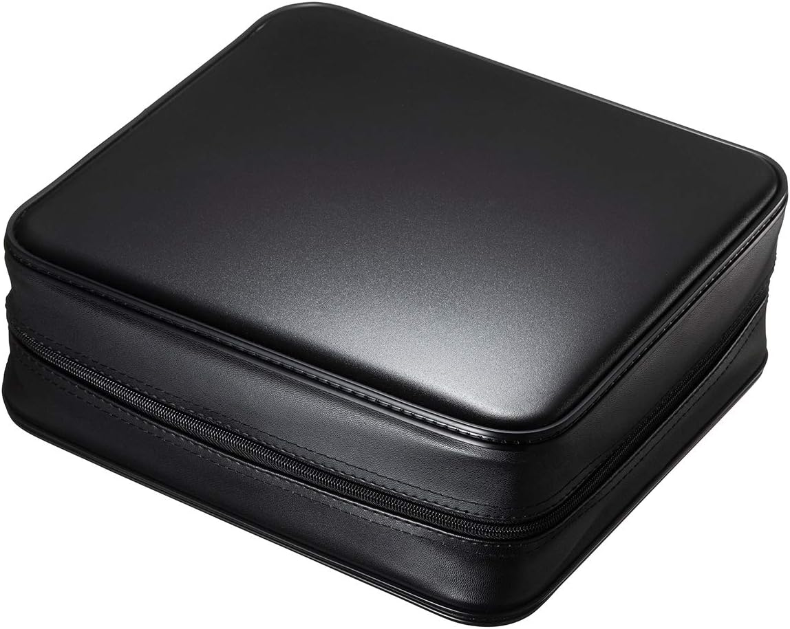 SANWA 320 Capacity CD Case, Large CD Sleeves, Portable DVD VCD Storage Box, Portable Zipper Bag, EVA Protective Blu-ray Wallet with Handle, For Car, Home, Office, Games Disc, Audio Music, Black
