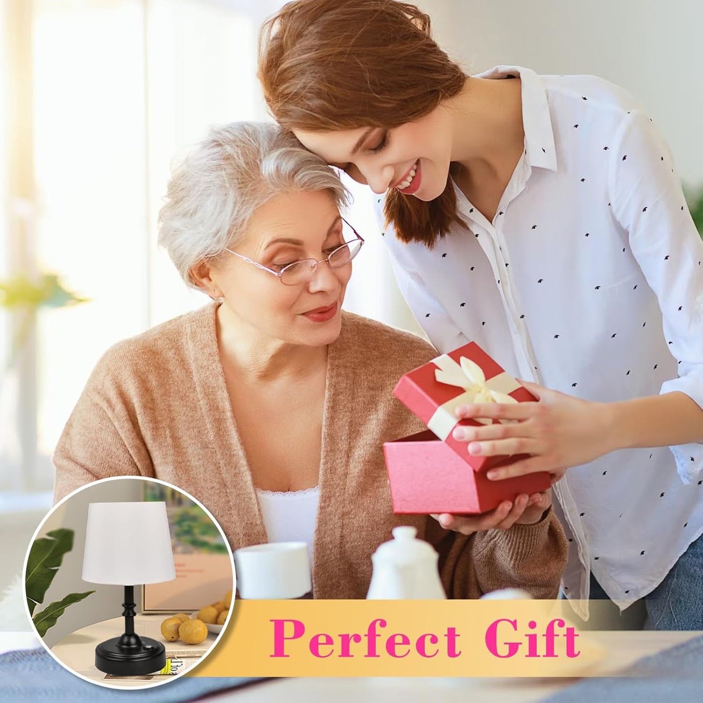 Cordless Table Lamp, 4000mAh Rechargeable Battery Operated Lamp, 3-Level Brightness Touch Small Lamps for Bedroom Living Room Bedside Bathroom Ambient Lighting Desk Lamp Cute Home Decoration(Black)