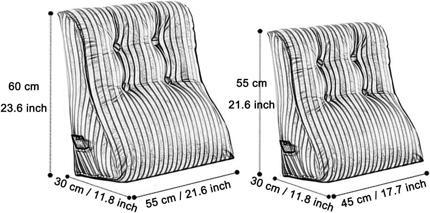 Sofa Back Support Cushion Multifunctional Bed Rest Bolster Wedge Back Reading Pillow Sitting Up Lumbar Support Pillow for Couch Sofa Decorative (Color : Brown, Size : 55 x 60 x 30 cm)