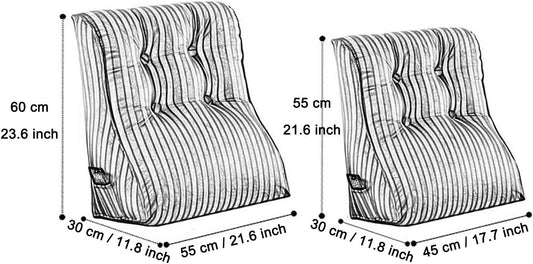 Sofa Back Support Cushion Multifunctional Bed Rest Bolster Wedge Back Reading Pillow Sitting Up Lumbar Support Pillow for Couch Sofa Decorative (Color : Brown, Size : 55 x 60 x 30 cm)