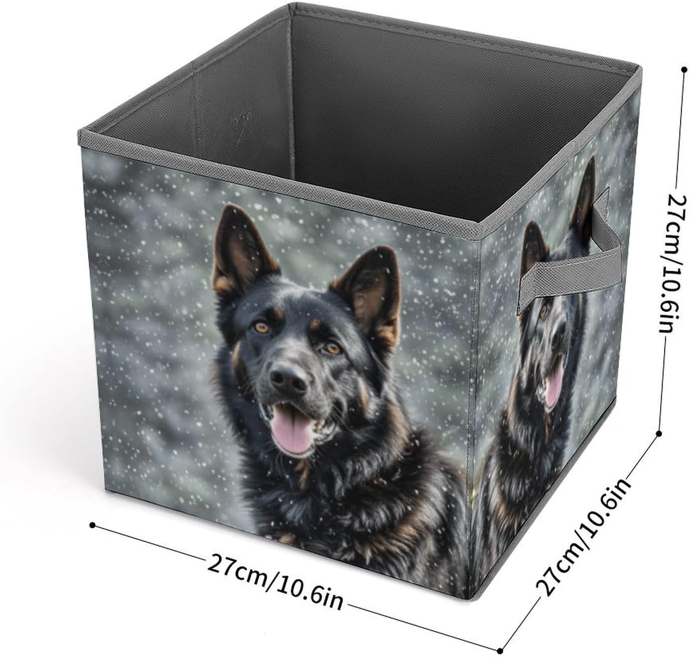 Black German Shepherd Dog Storage Bins with Handles Fashion Large Storage Cubes Sturdy Foldable Storage Boxes Space-Saving Storage Baskets for Home Office Clothes Closet Organizers