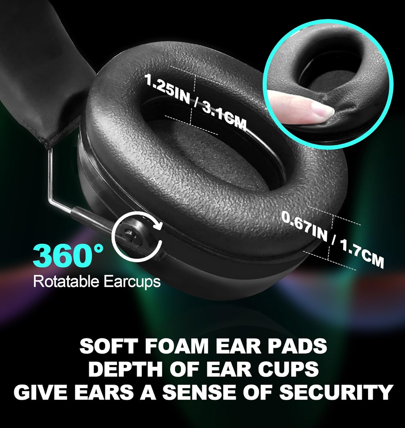 HZ012 NRR 28dB Safety Earmuffs, Deeper Ear Space Passive Hearing Protections Durable Ear Proetctors, for Woodworking, Construction, Manufacturing, Shooting - Black