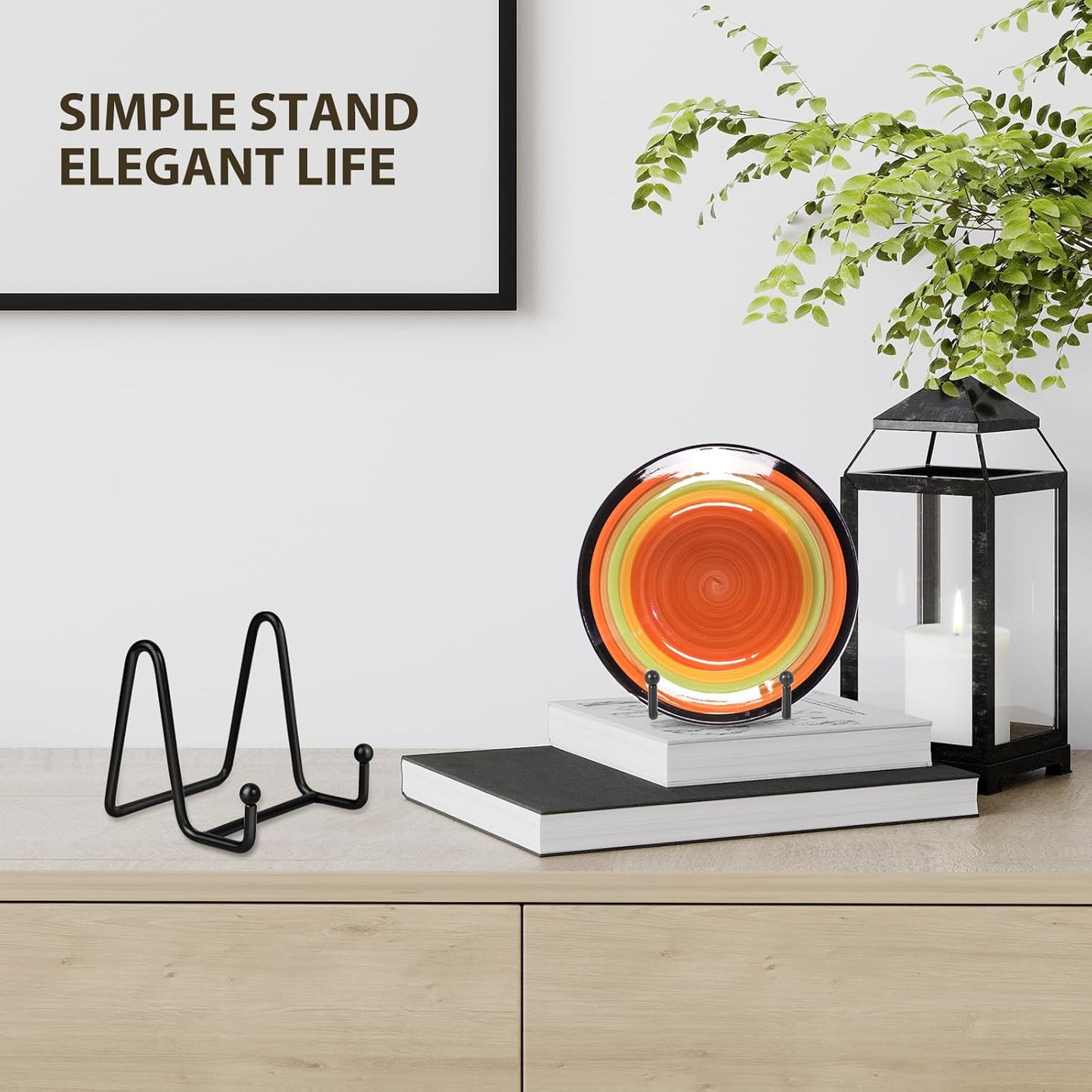 LIONWEI LIONWELI Black Decorative Plate Stand Holder Picture Frame Stand Easel Display Stand