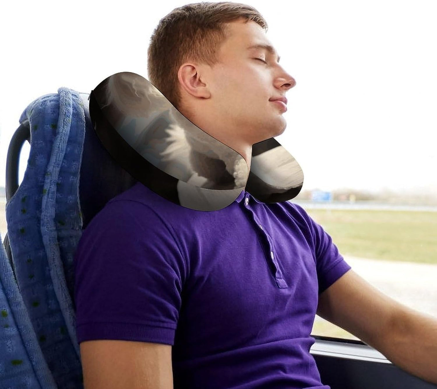 French Poodle Neck Pillow Memory Foam U Shaped Pillows Portable Pillows for Shoulder Travel Head Support Pillow with Concealed Zipper for Airplane Car Home Office