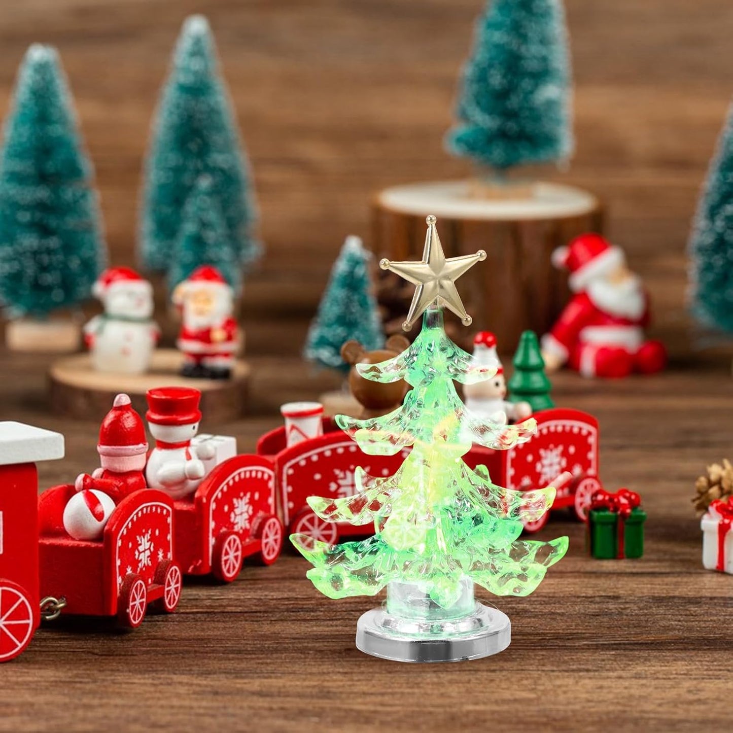 Lurrose 2pcs Christmas Tree Light with Star Topper USB Color Changing Lights Christmas Night Light for Home Bedroom Holiday Xmas Decoration (Golden)
