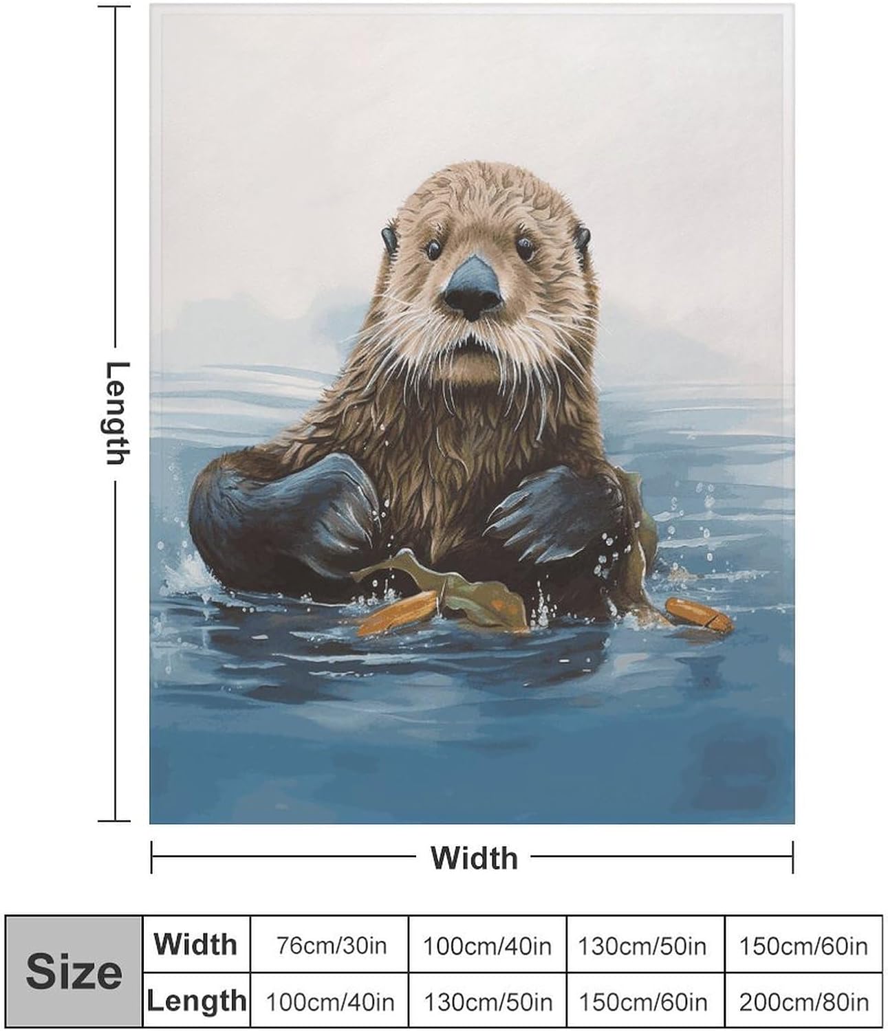 Sea Otter Blanket Super Soft Lightweight Throw Blanket Cute Cozy Warm Bed Blanket Decorative Fuzzy Blanket All-Season Home Decor Gift for Sofa Couch Living Room 60"*80"（150 * 200cm）