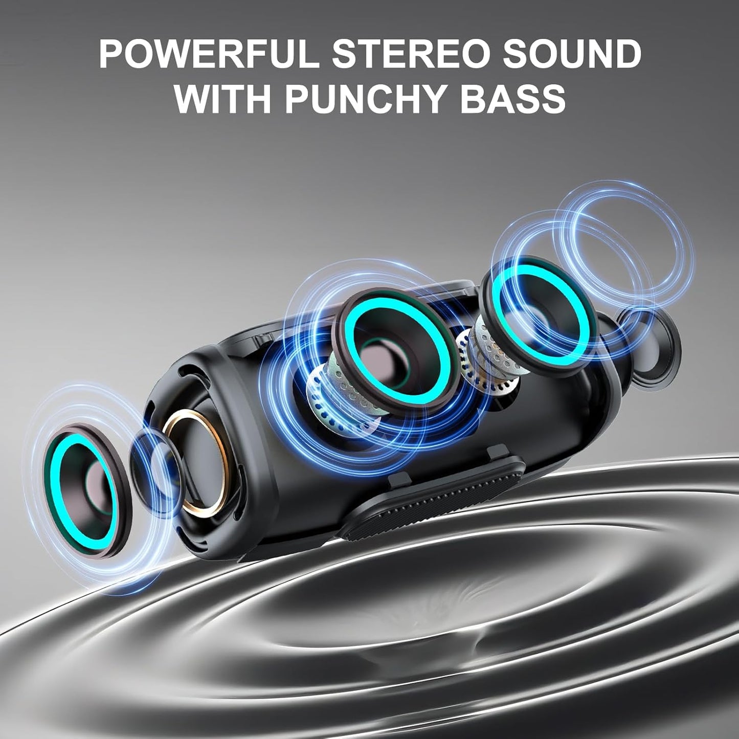 Bluetooth Speaker 6000mAh, 36H Playtime BT5.4 Portable Wireless Speaker with Loud Stereo Sound, IP6 Waterproof, 24W Portable Speaker with RGB Multi-Color Rhythm Lights for Outdoor/Home/Party as Gift