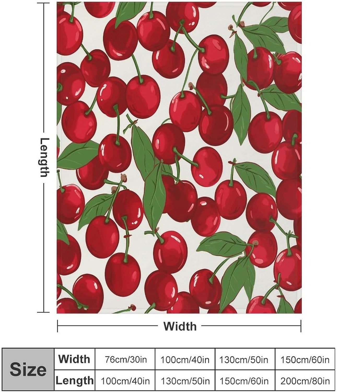 Red Cherries Blanket Super Soft Lightweight Throw Blanket Cute Cozy Warm Bed Blanket Decorative Fuzzy Blanket All-Season Home Decor Gift for Sofa Couch Living Room 60"*80"（150 * 200cm）