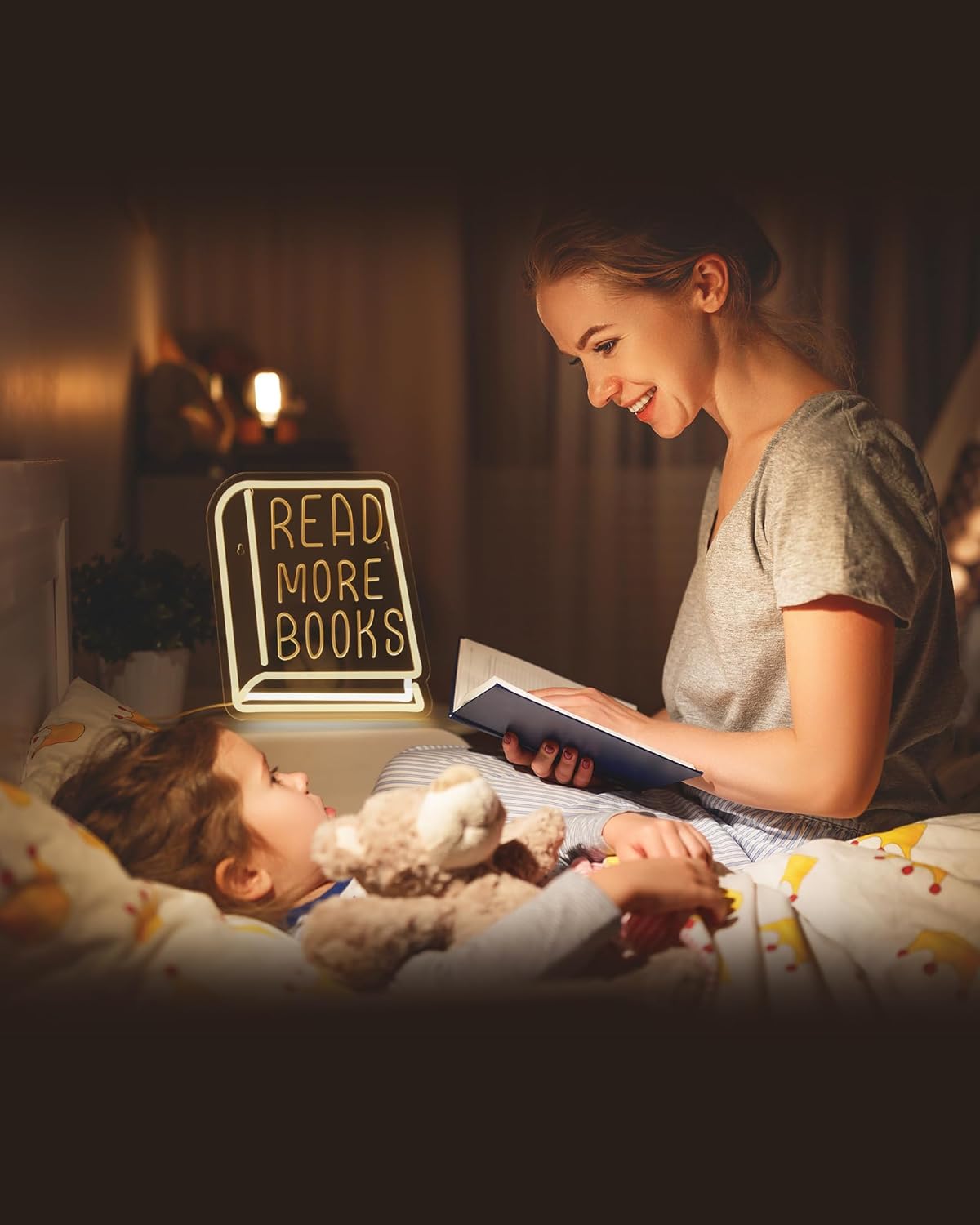 Read More Books Neon Sign - Dimmable Book Neon Lights LED Light Up Sign for Bedroom, Bookstore, Library, Study Room - Classroom and Museum Decoration (11.8"*10.6")"（1pack）