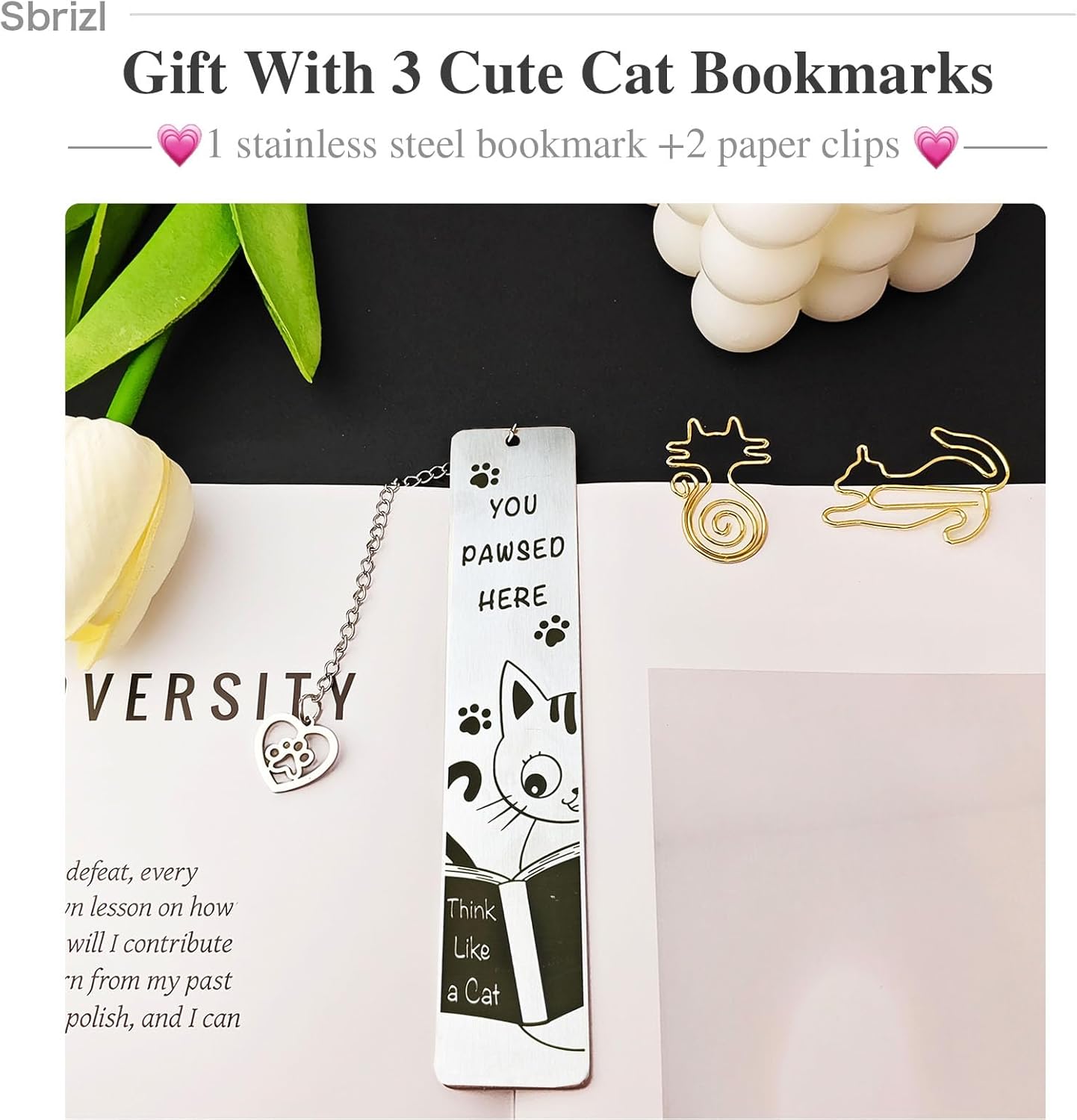 3-Piece Cat Bookmarks for Reading Women - Cute Bookmarks for Kids, Gifts for Cat Lovers,Christmas Cat-Themed Book Accessories for Readers & Book Lovers