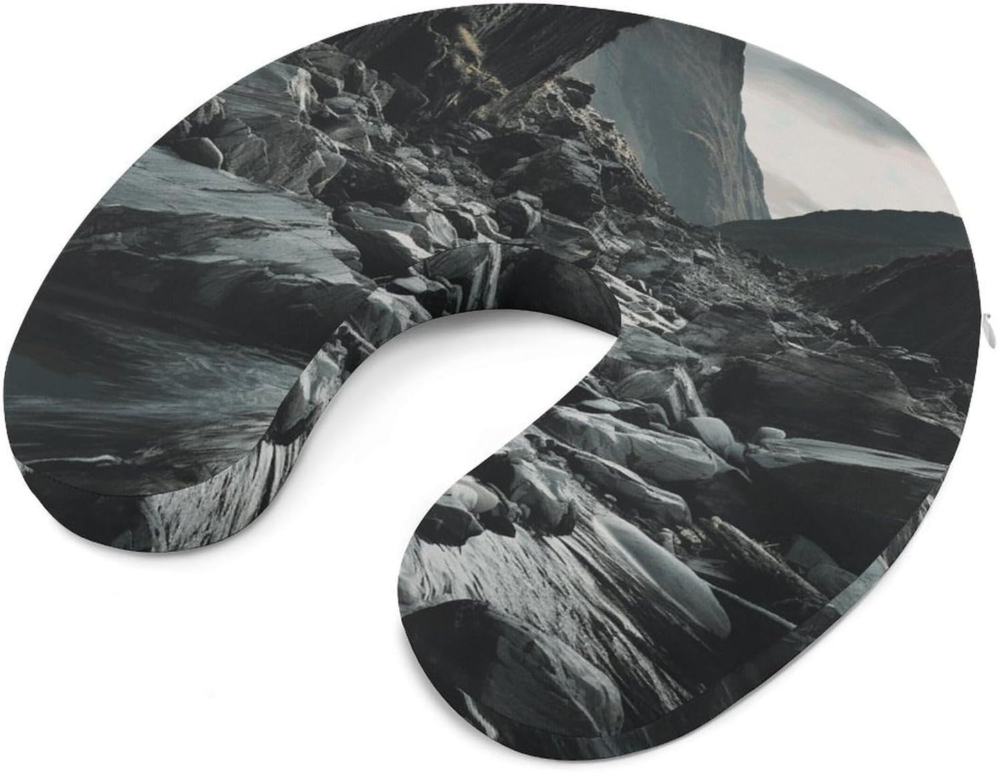 River and Gray Rocks Neck Pillow Memory Foam U Shaped Pillows Portable Pillows for Shoulder Travel Head Support Pillow with Concealed Zipper for Airplane Car Home Office