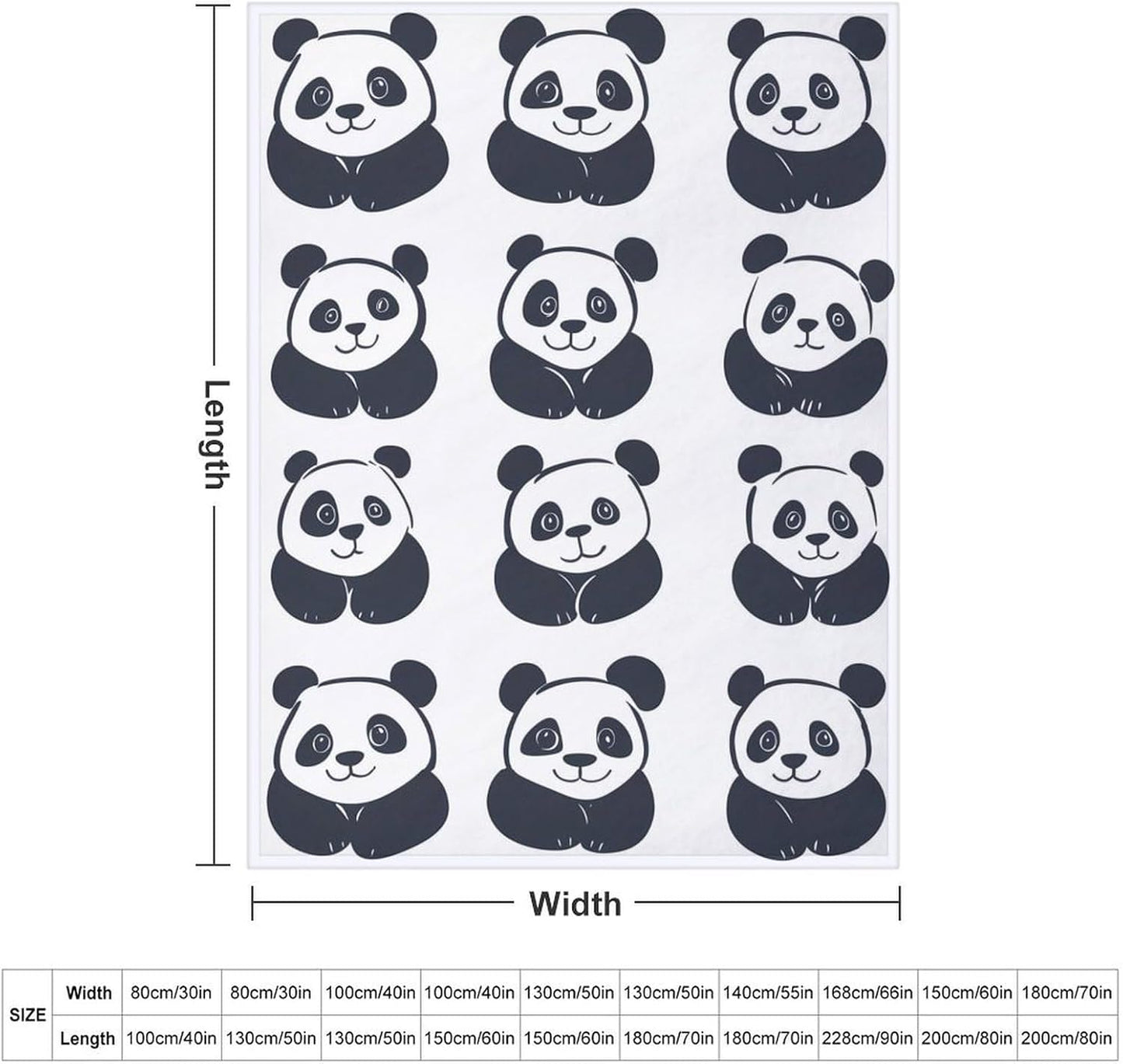 Panda Throw Blanket for Couch Bed Plush Cozy Fuzzy Flannel Blanket for All Season 60"x80"