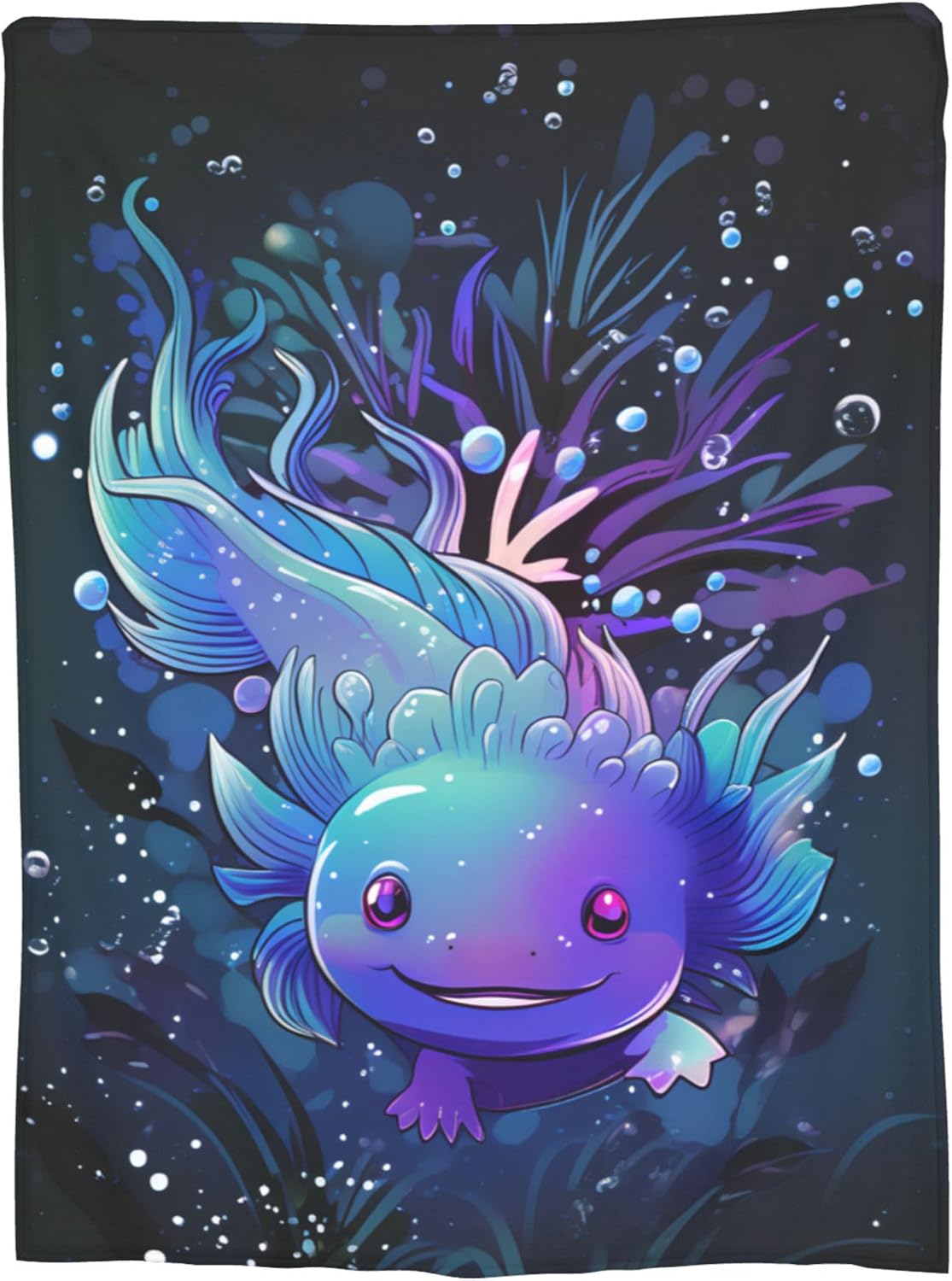 Axolotl Blanket Lovely Axolotls Gifts for Kids Adults Soft Warm Lightweight Cozy Cute Animal Dark Throw Blankets for Bed Living Room Sofa Couch Birthday Decor 60x80in