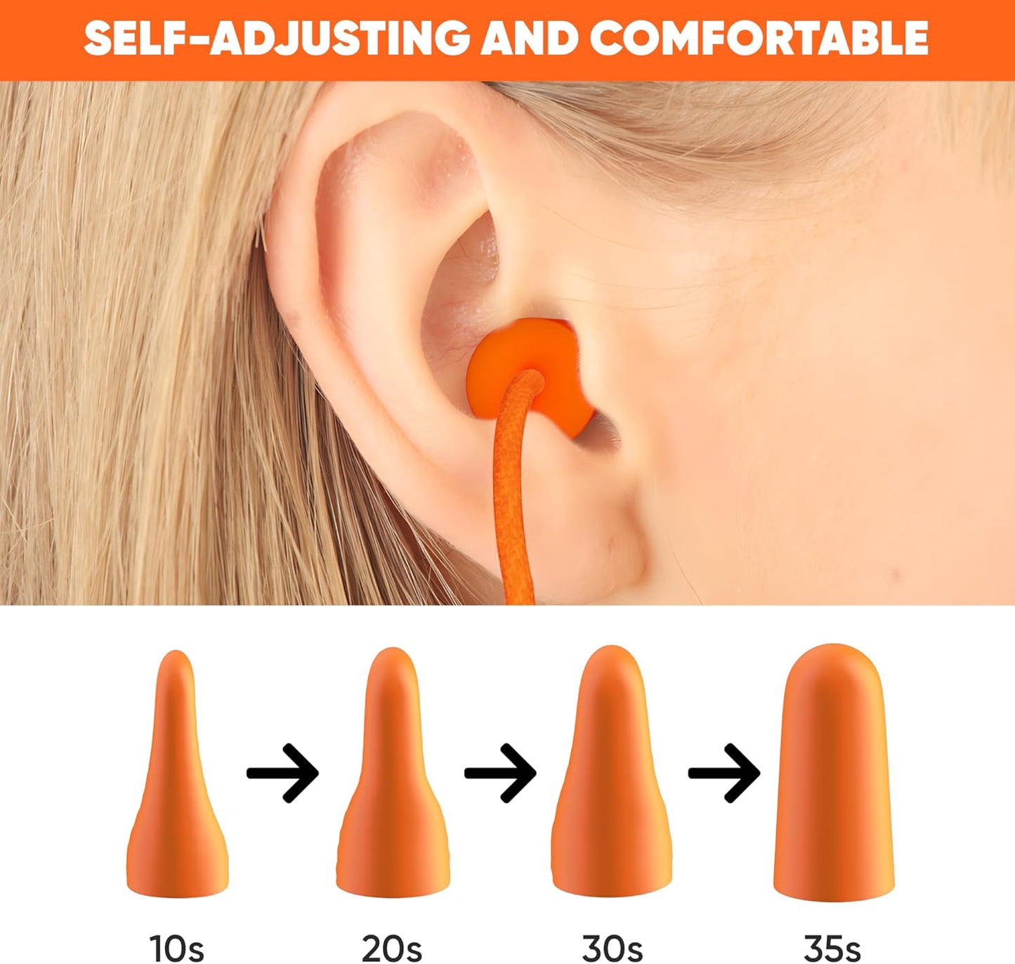 20 Pair Foam Ear Plugs with Cord - Soft & Comfortable Ear Protection - Disposable Ear Plugs Individually Wrapped with Noise Cancelling up to 32dB - Ideal for Sleeping Construction Shooting Sports