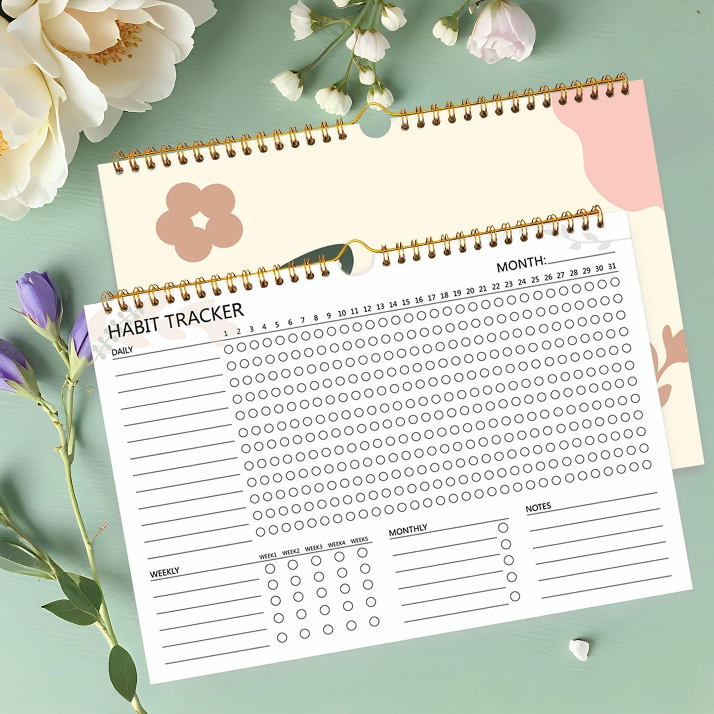 Habit Tracker Calendar - 12 Months Undated Daily Goal and Habit Tracker, Habits Tracker Journal Planner with Spiral Binding, Great Productivity Tool and Workout Calendar, 11.7"x8.5"