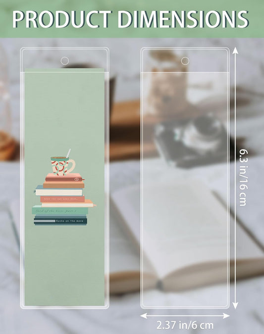 120 Pack Bookmark Sleeves, Clear Bookmark Holders for 5.5 x 2 Inches Bookmarks, Plastic Blank Book Mark Cover for School, Office and Party Favors